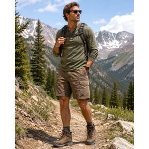 Cabela's Men's Cargo Shorts Size 44 Brown Cotton Hiking Outdoor Utility